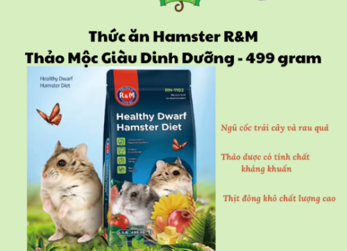 Thức ăn Hamster - Thức ăn cao cấp 449 gram R&M thảo mộc và thịt sấy phù hợp cho Hamster Bear, Winter White, Robo, Campell 